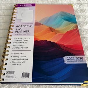 Academic Year Planner 2025–2026 (Large Spiral Planner + Stickers + Tabs)